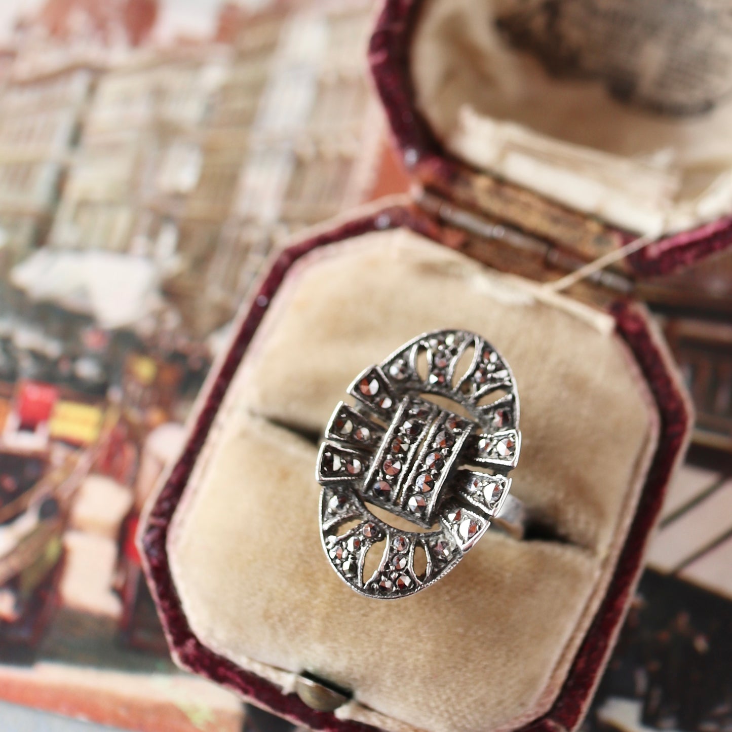 シルバー＆マーカサイト ヴィンテージリング 10号