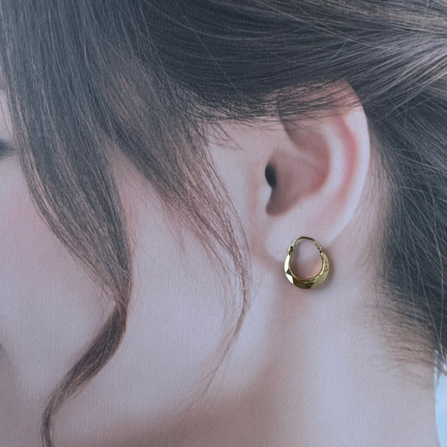 ヴィンテージ ロールドゴールド ファセットピアス