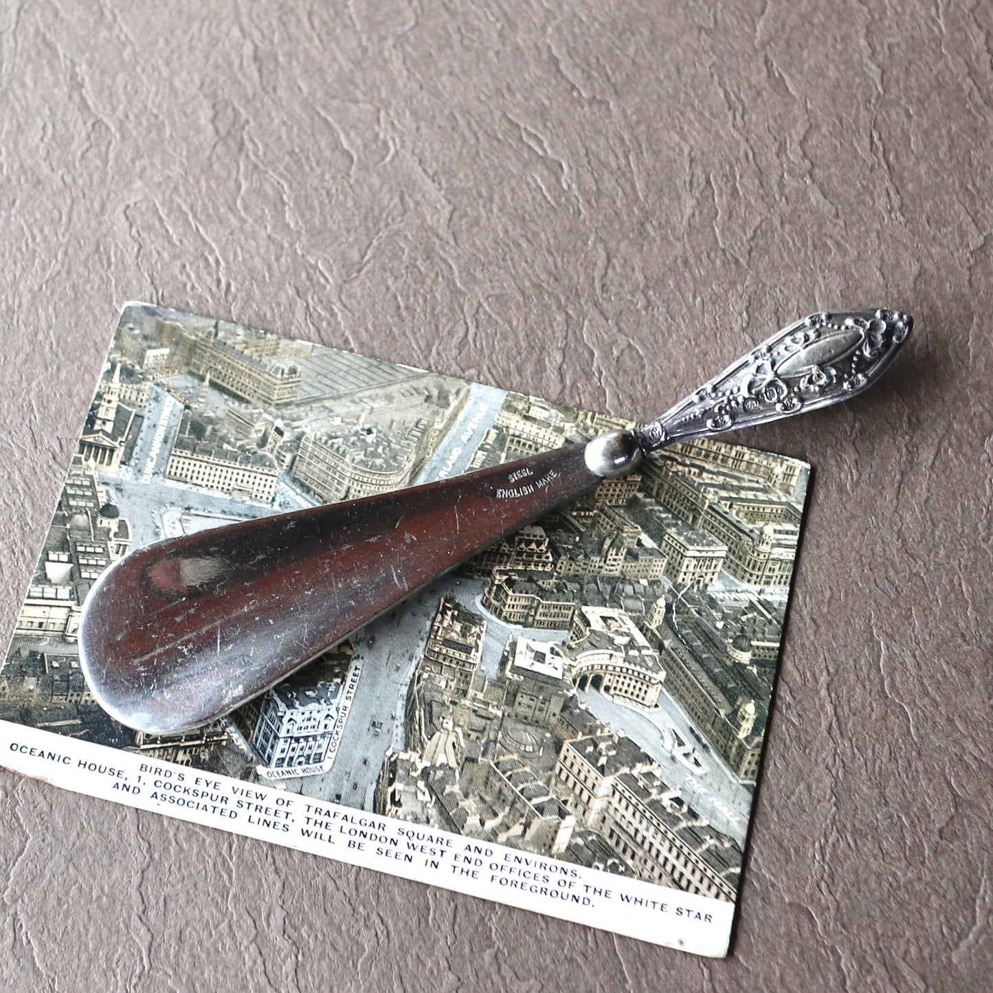 スターリングシルバー＆スチール アンティークシューホーン 1915年 バーミンガム