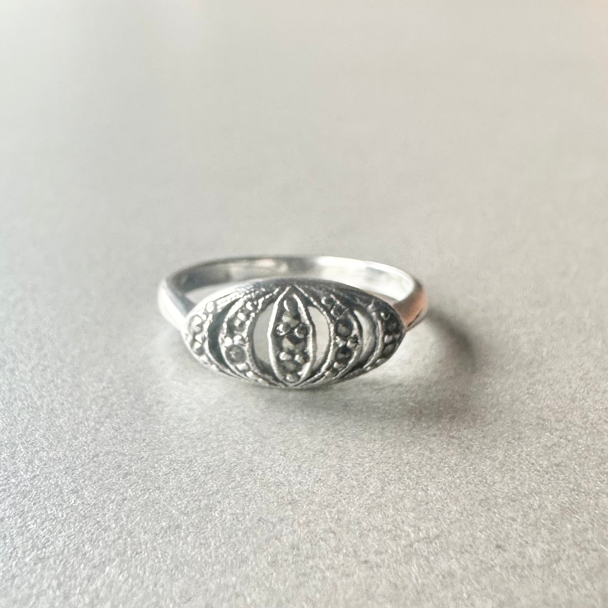 Euro vintage モザイクオニキス マーカサイトシルバーリング USA製1950年代ヴィンテージオニキスマーカサイトスターリング