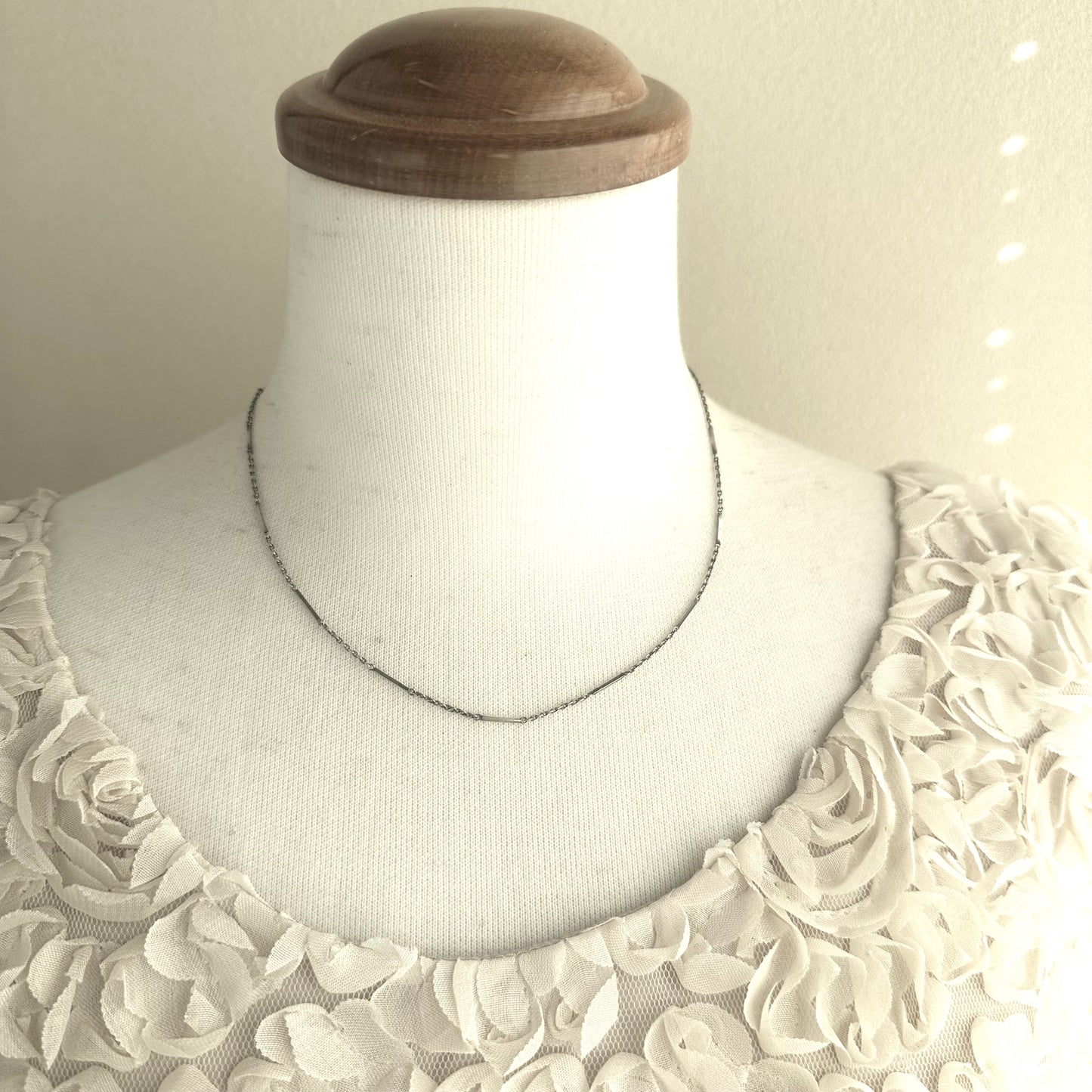 スターリングシルバー チェーン＆バー ネックレス