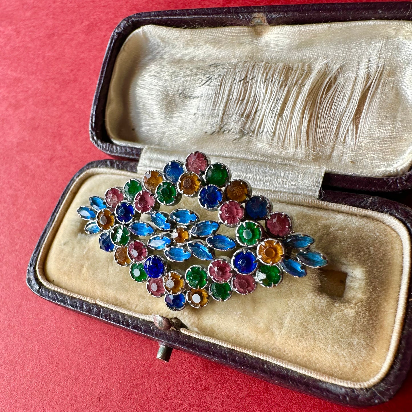 チェコグラス ひし形ブローチ