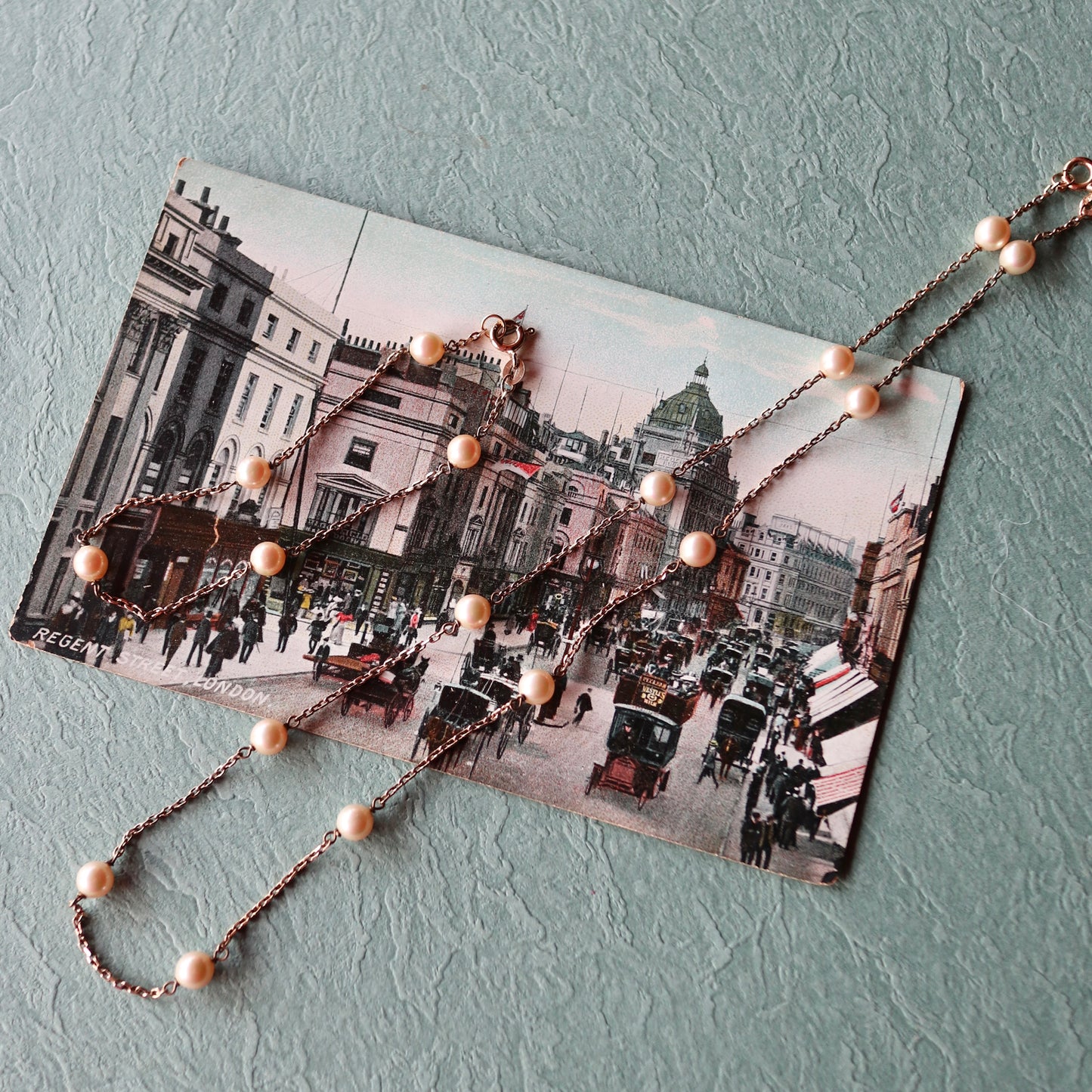 ゴールドオンシルバー グラスパール ネックレス&ブレスレット