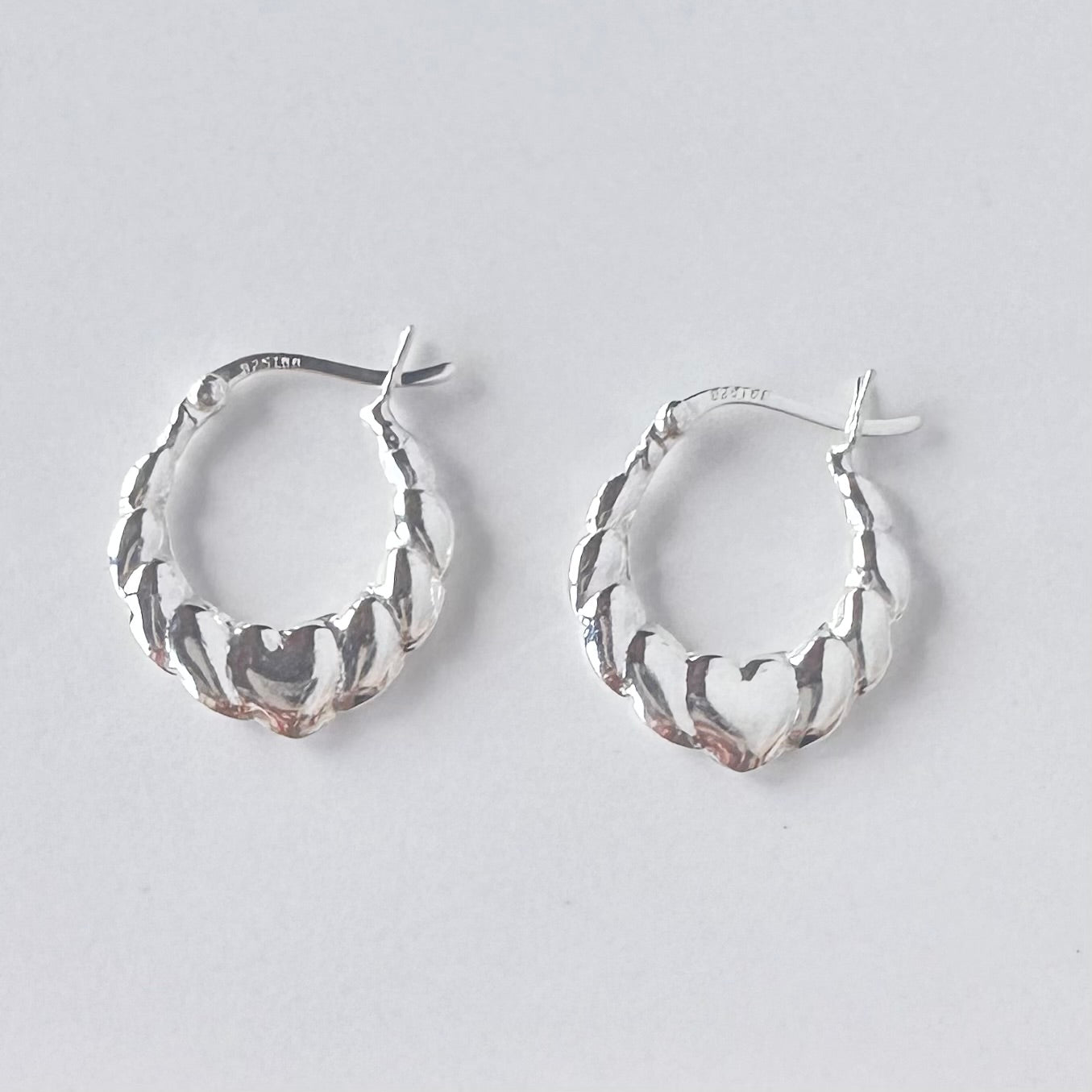 スターリングシルバー ハート フープピアス