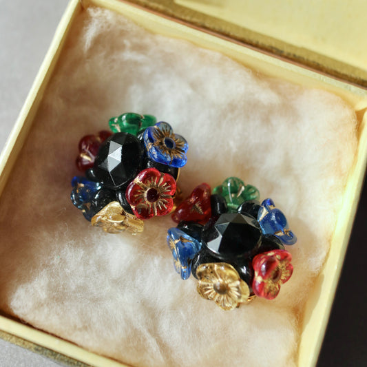マルチカラーフラワーイヤリング