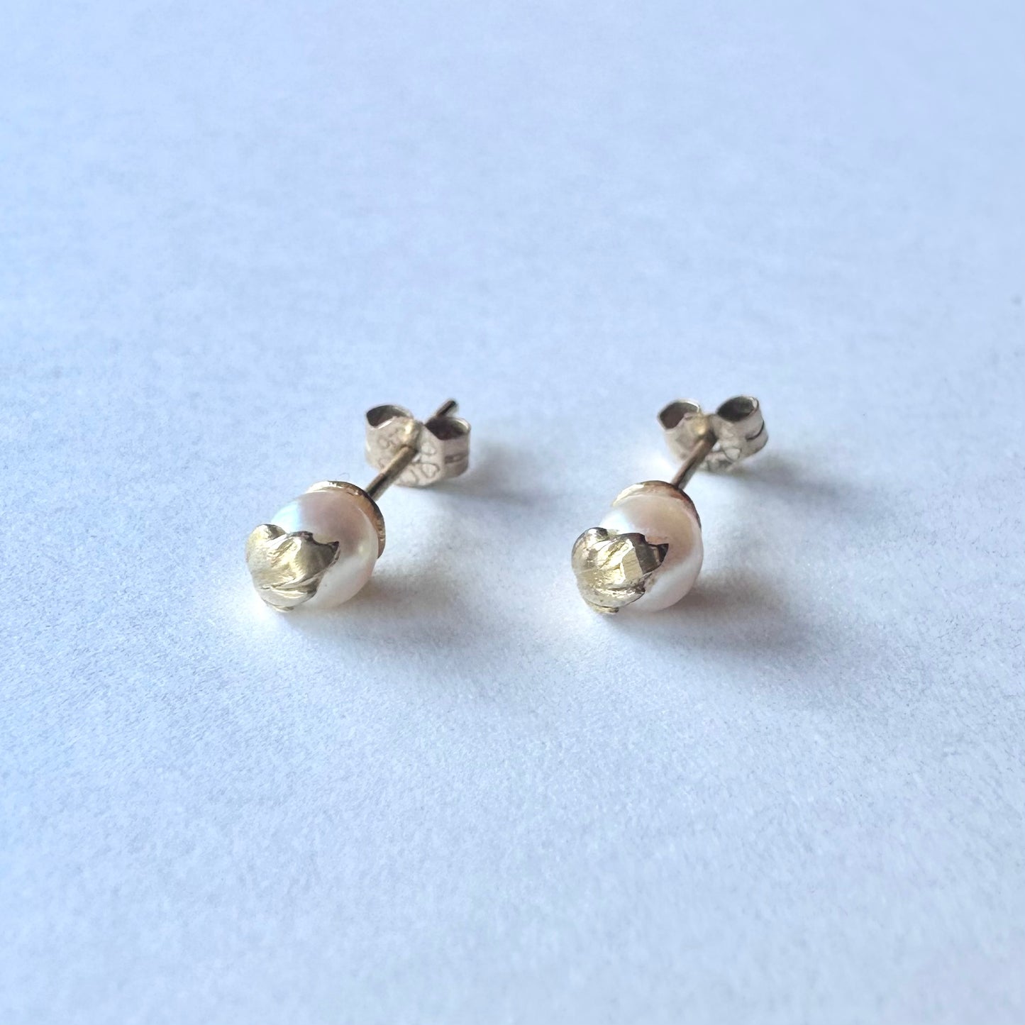 9ctゴールド アコヤパール リーフピアス(鑑別書付)