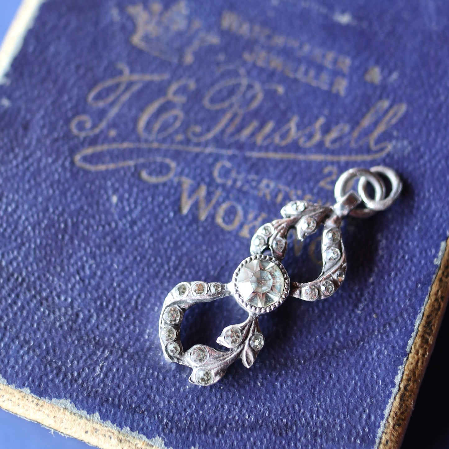 アンティーク クリアグラス ペンダントトップ