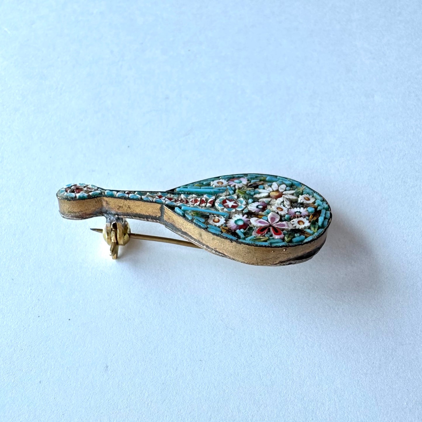 マイクロモザイク マンドリン アンティークブローチ