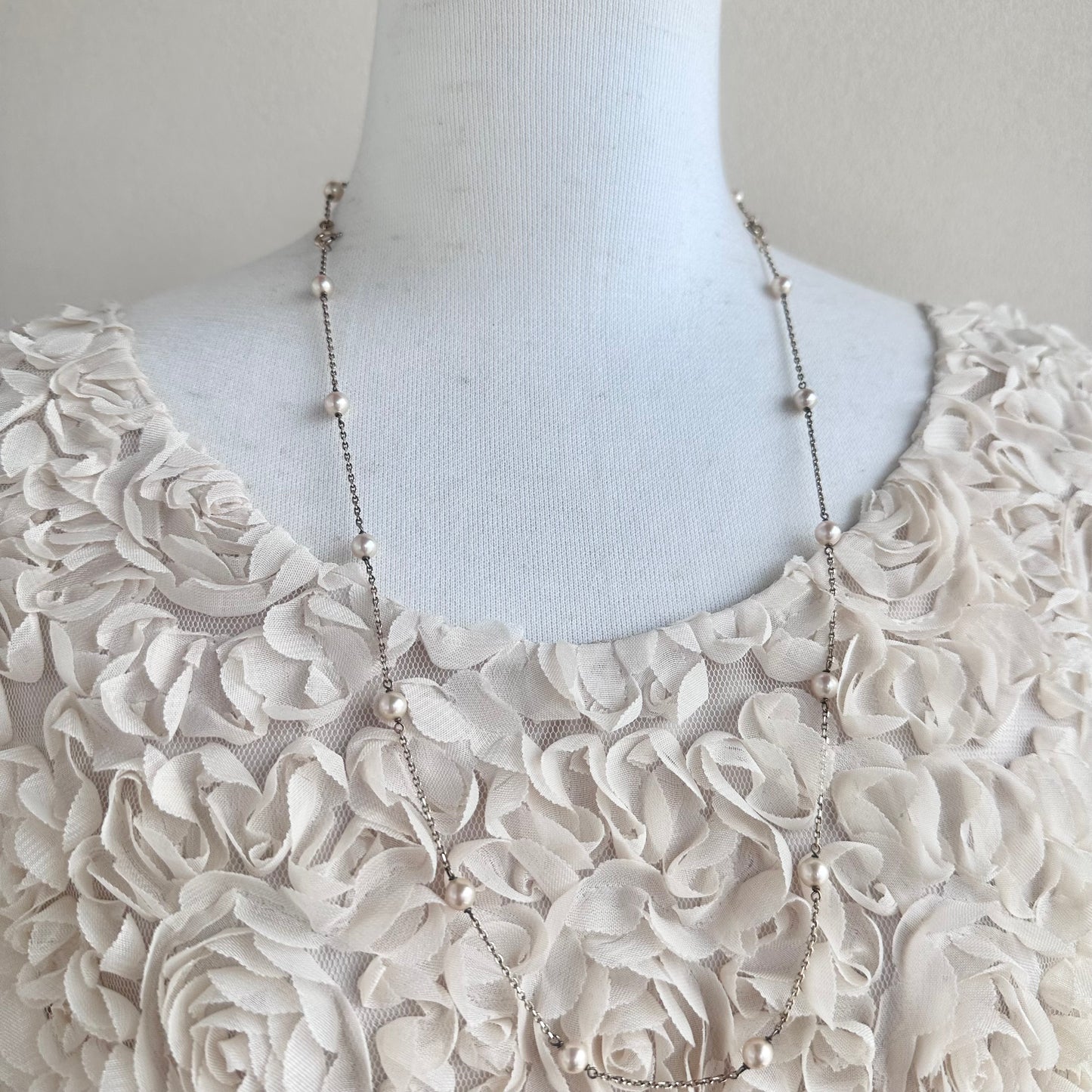 ゴールドオンシルバー グラスパール ネックレス&ブレスレット