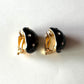 ブラックエナメル＆クリアグラス クリップオンイヤリング