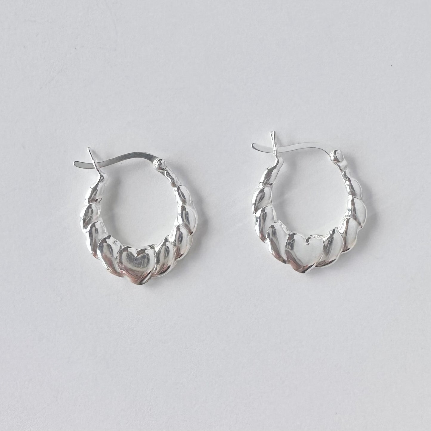 スターリングシルバー ハート フープピアス