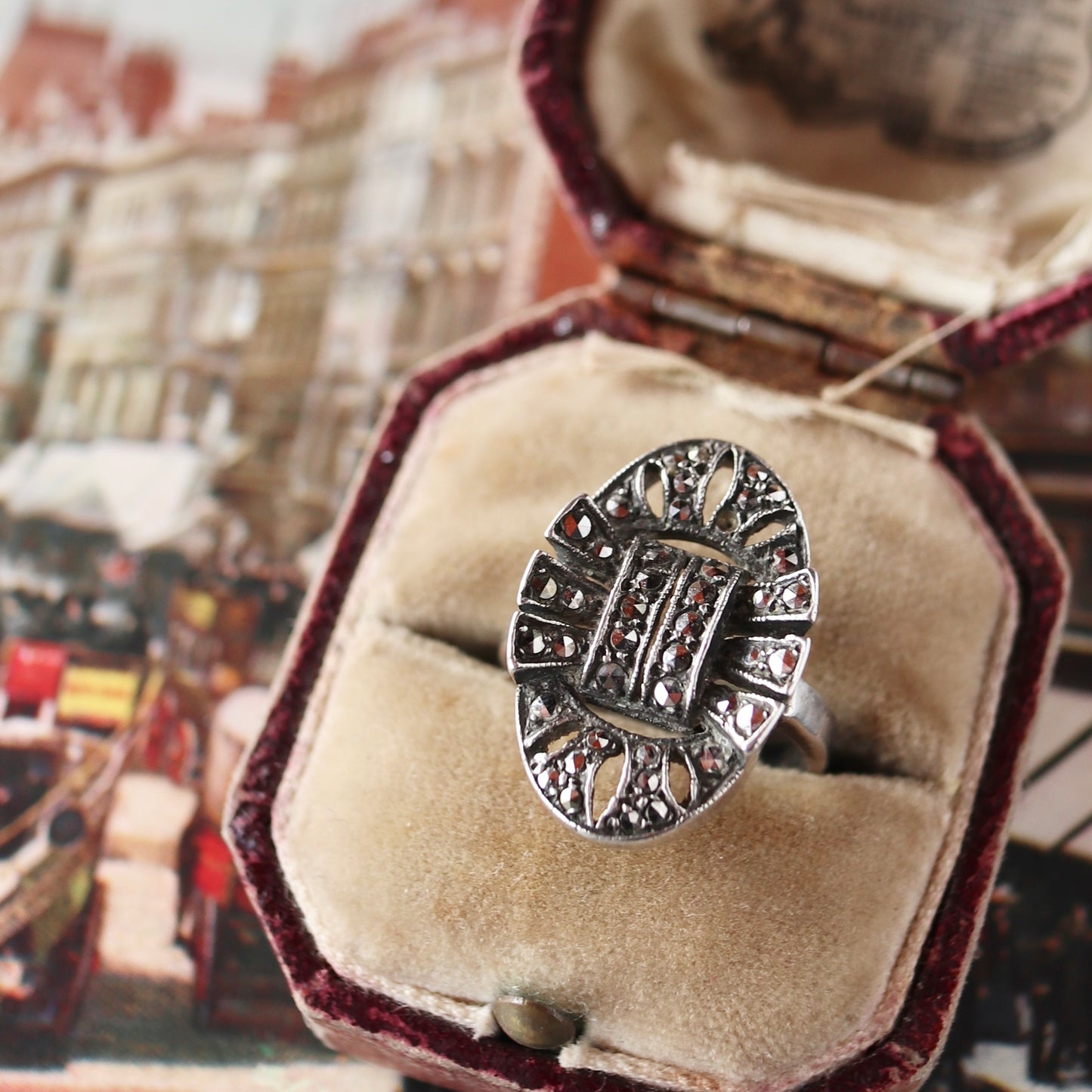 シルバー＆マーカサイト ヴィンテージリング 10号