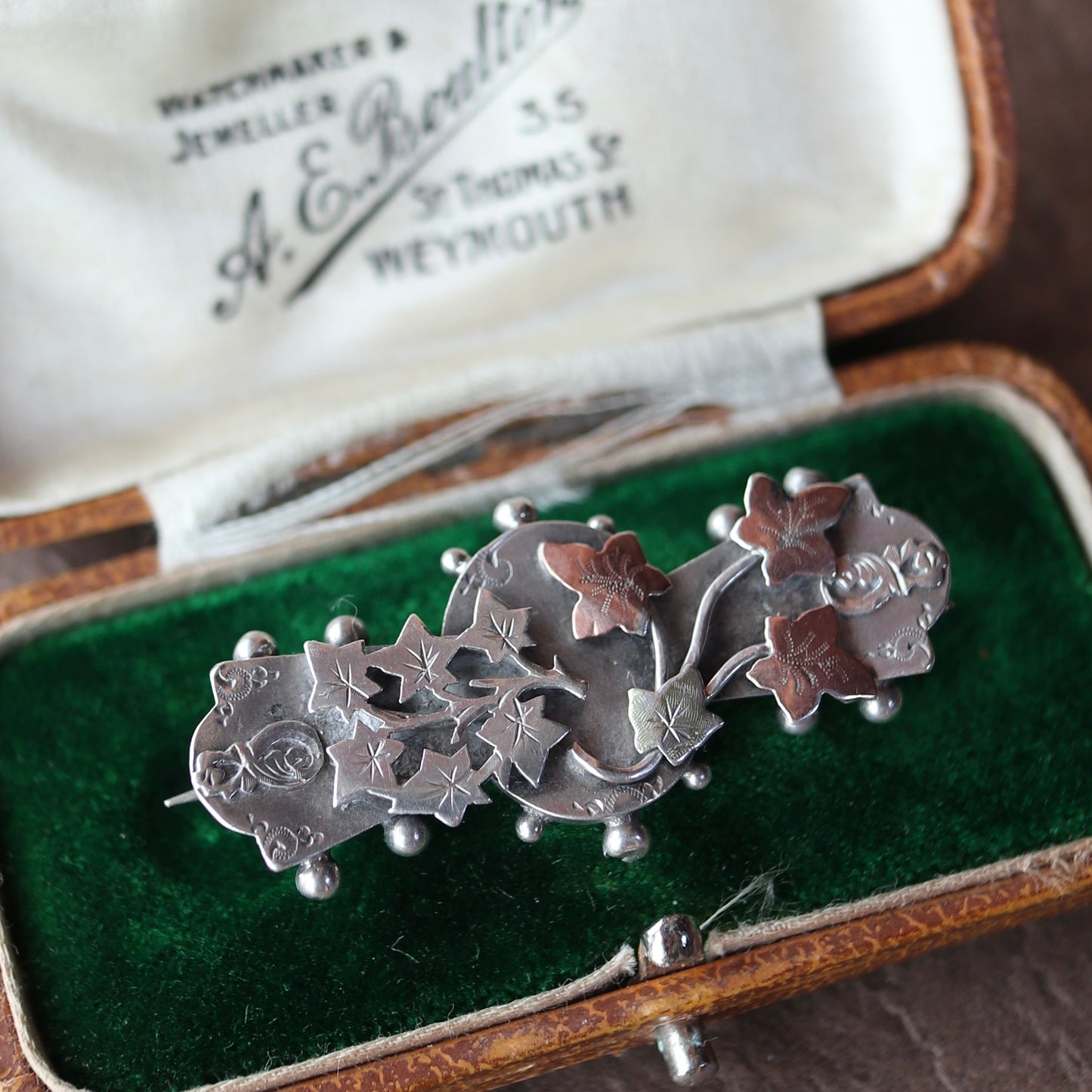 スターリングシルバー アイビー バーブローチ 1901年 バーミンガム