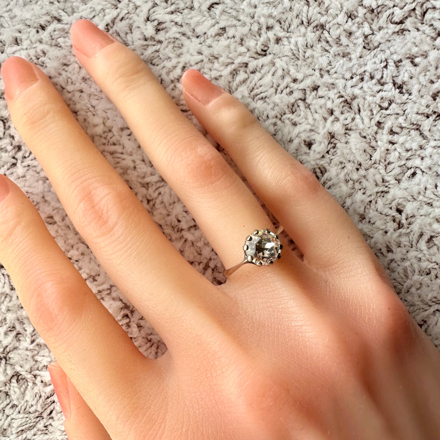 ロールドゴールド クリアグラス ソリティアリング 14.5号