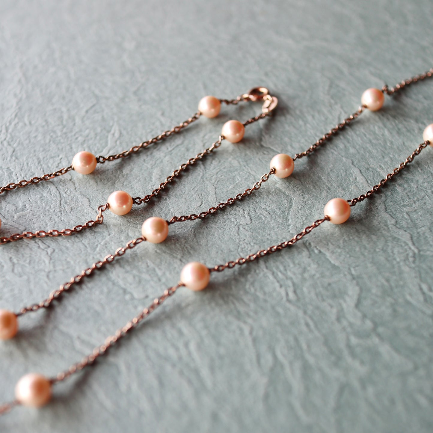 ゴールドオンシルバー グラスパール ネックレス&ブレスレット