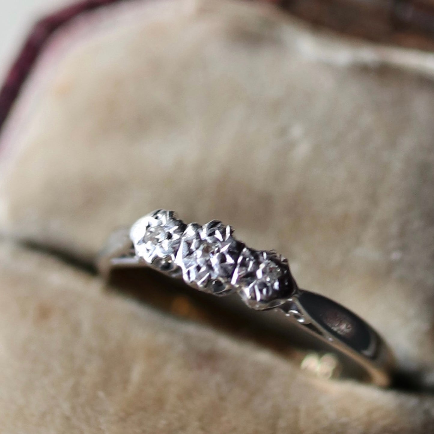 18ctゴールド＆プラチナ アンティーク ダイヤモンド トリロジーリング 11.5号(鑑別書付)