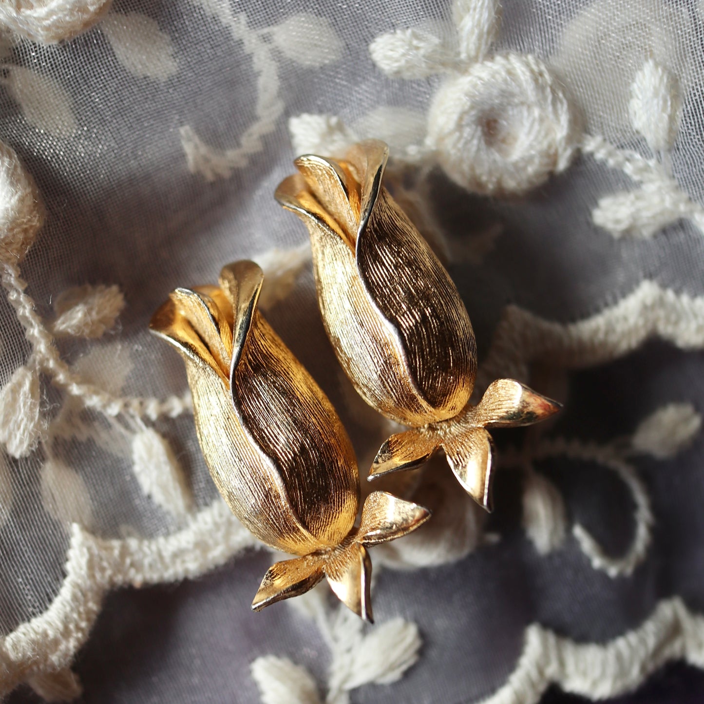 ヴィンテージ ローズ クリップオンイヤリング