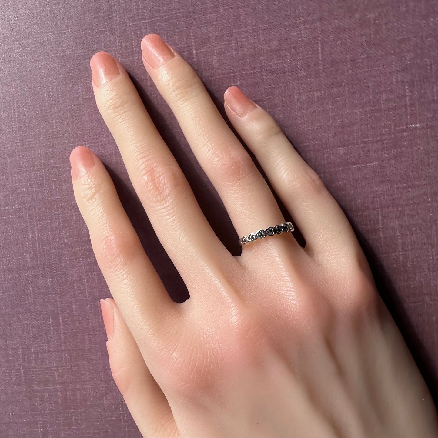 マーカサイト＆ハート スターリングシルバー リング 11.5号