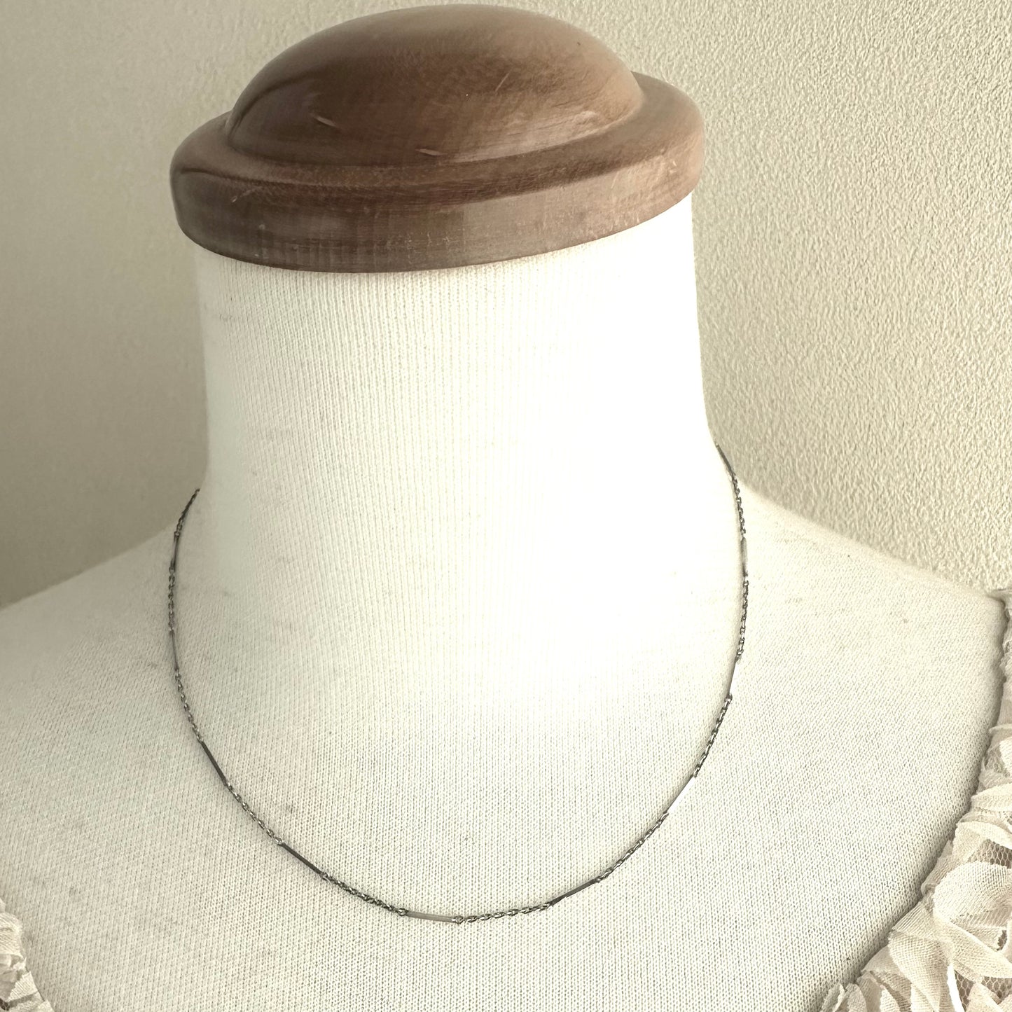 スターリングシルバー チェーン＆バー ネックレス