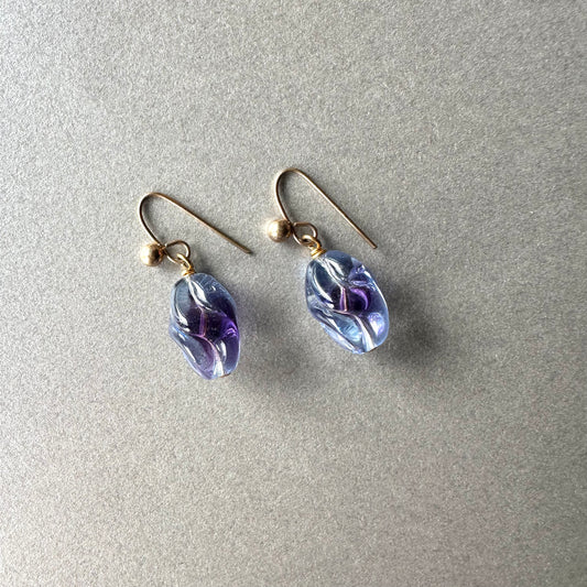 パープルカラーグラス ピアス