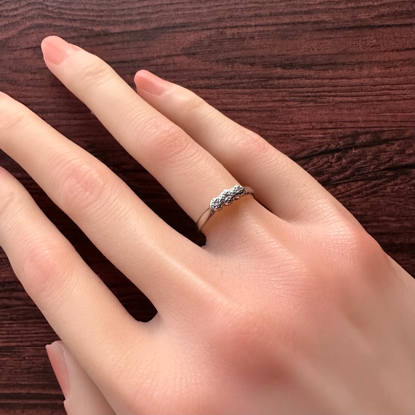 18ctゴールド＆プラチナ アンティーク ダイヤモンド トリロジーリング 11.5号(鑑別書付)