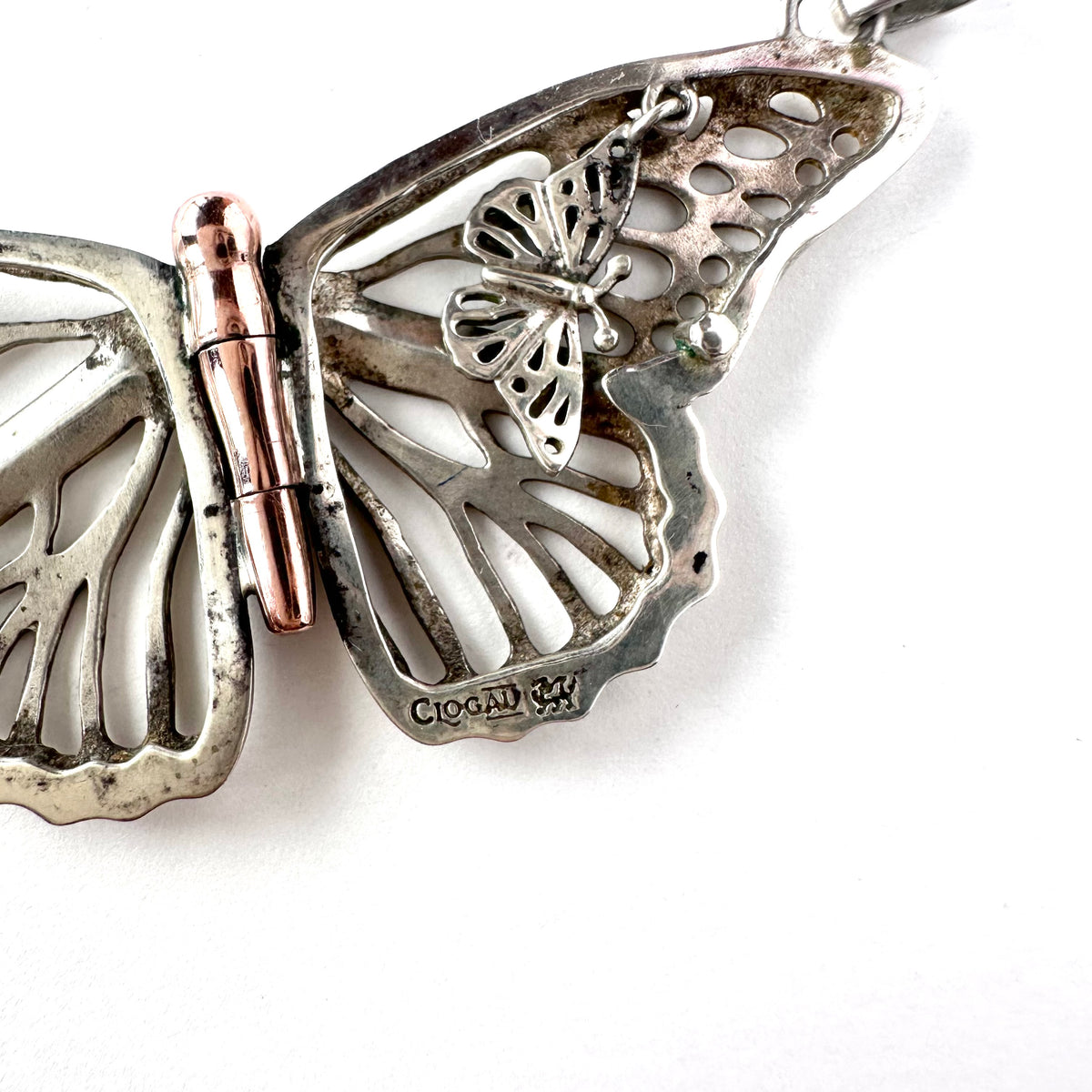 Clogau ウェルシュゴールド＆シルバー バタフライ ペンダントトップ