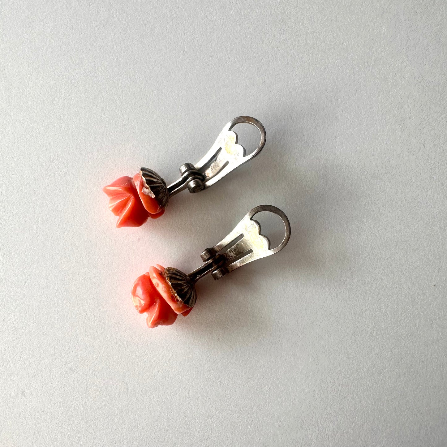 コーラル ローズ クリップオンイヤリング