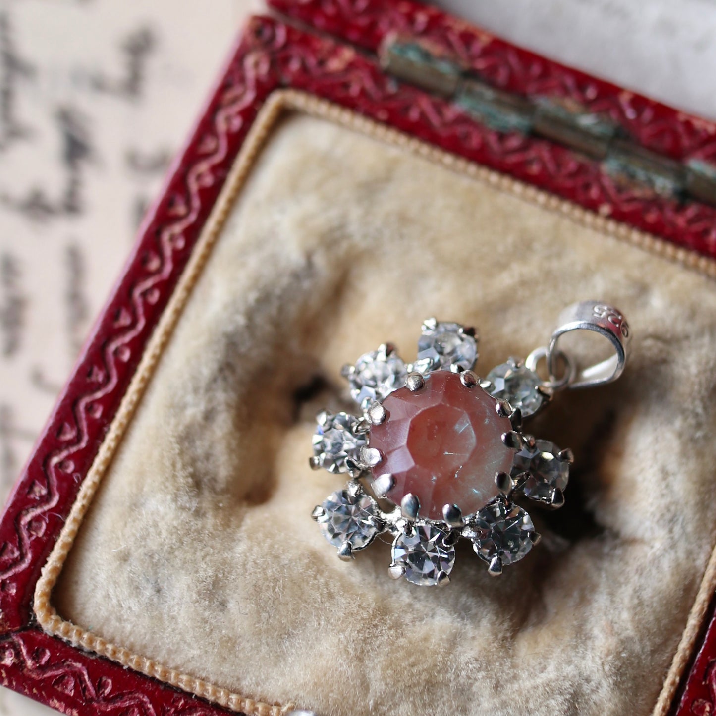 アンティークサフィレット＆クリアグラス ペンダントトップ