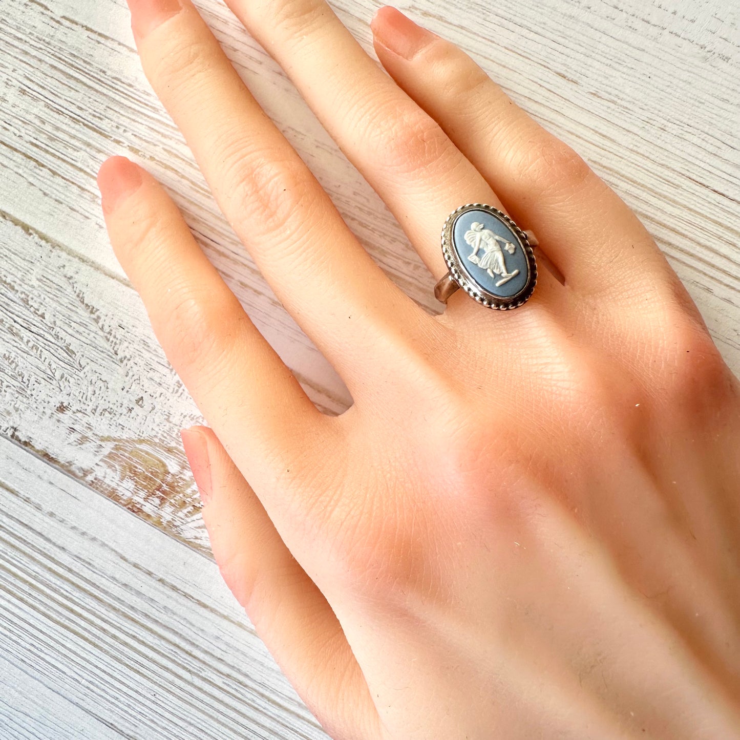 スターリングシルバー ウェッジウッド リング ブルー ロンドン 1978年 10号