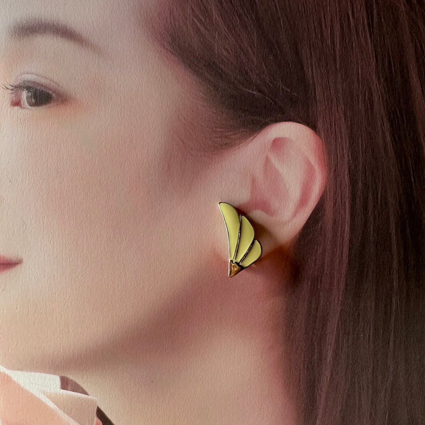 イエロー フェザー イヤリング