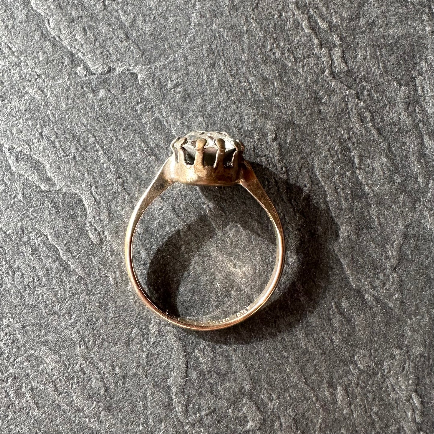 ロールドゴールド クリアグラス ソリティアリング 14.5号