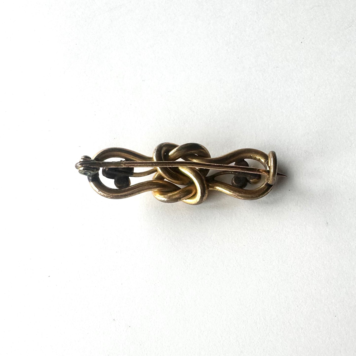 エドワーディアン ノット ターコイズグラス＆グラスパール ブローチ