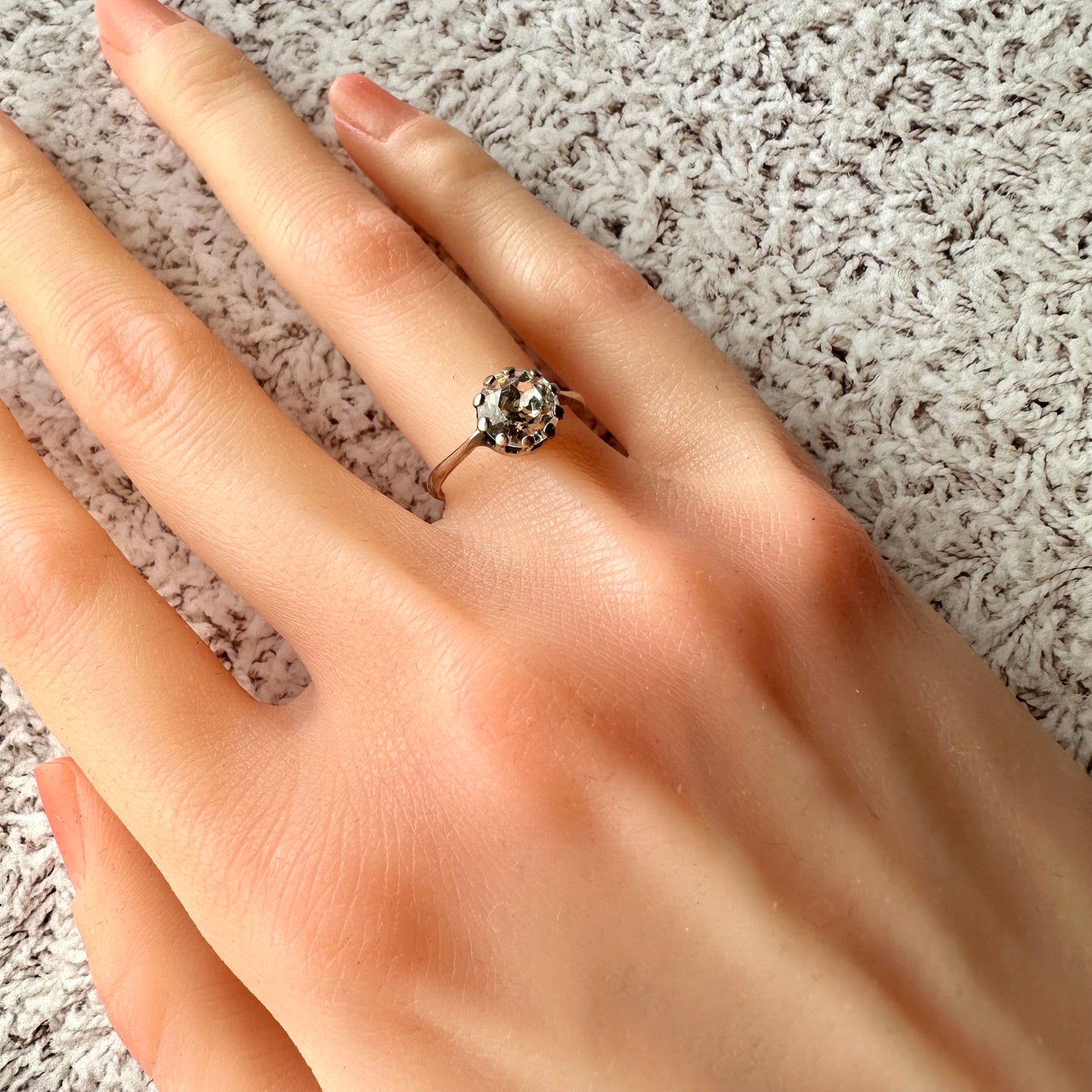 ロールドゴールド クリアグラス ソリティアリング 14.5号