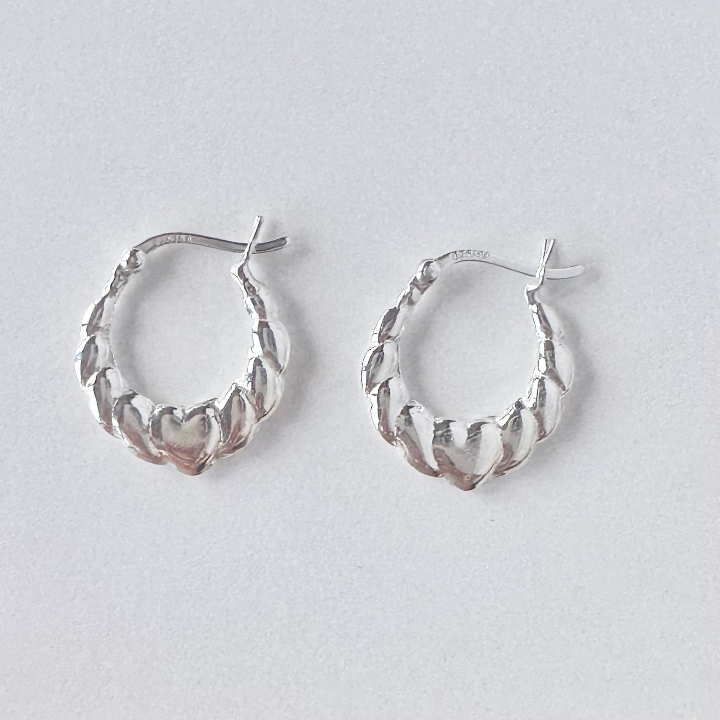 スターリングシルバー ハート フープピアス