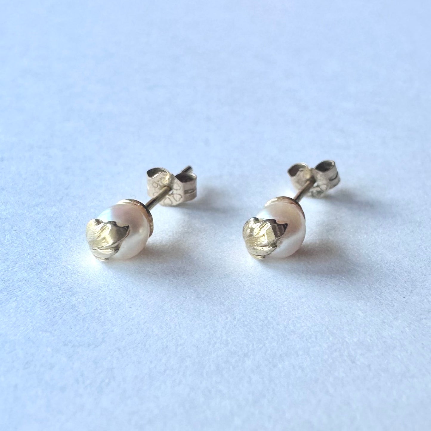 9ctゴールド アコヤパール リーフピアス(鑑別書付)