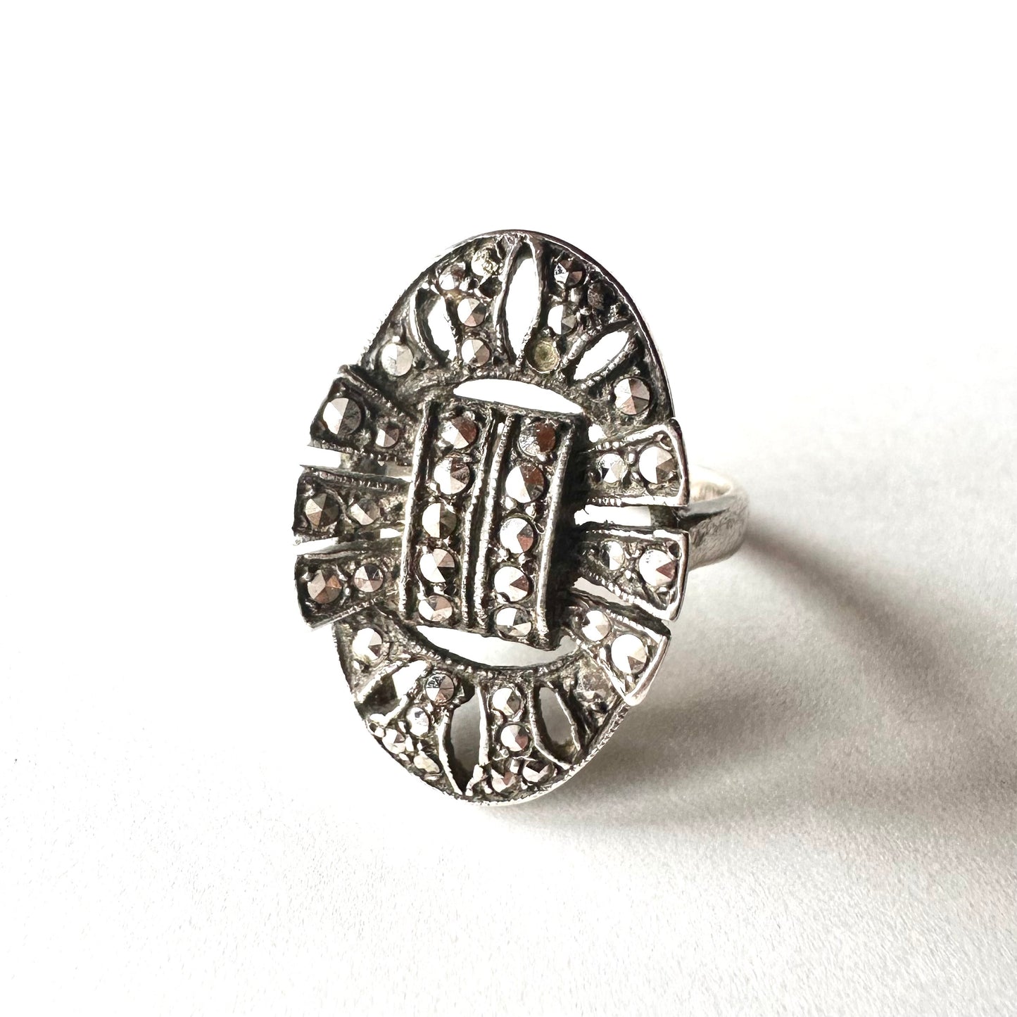 シルバー＆マーカサイト ヴィンテージリング 10号