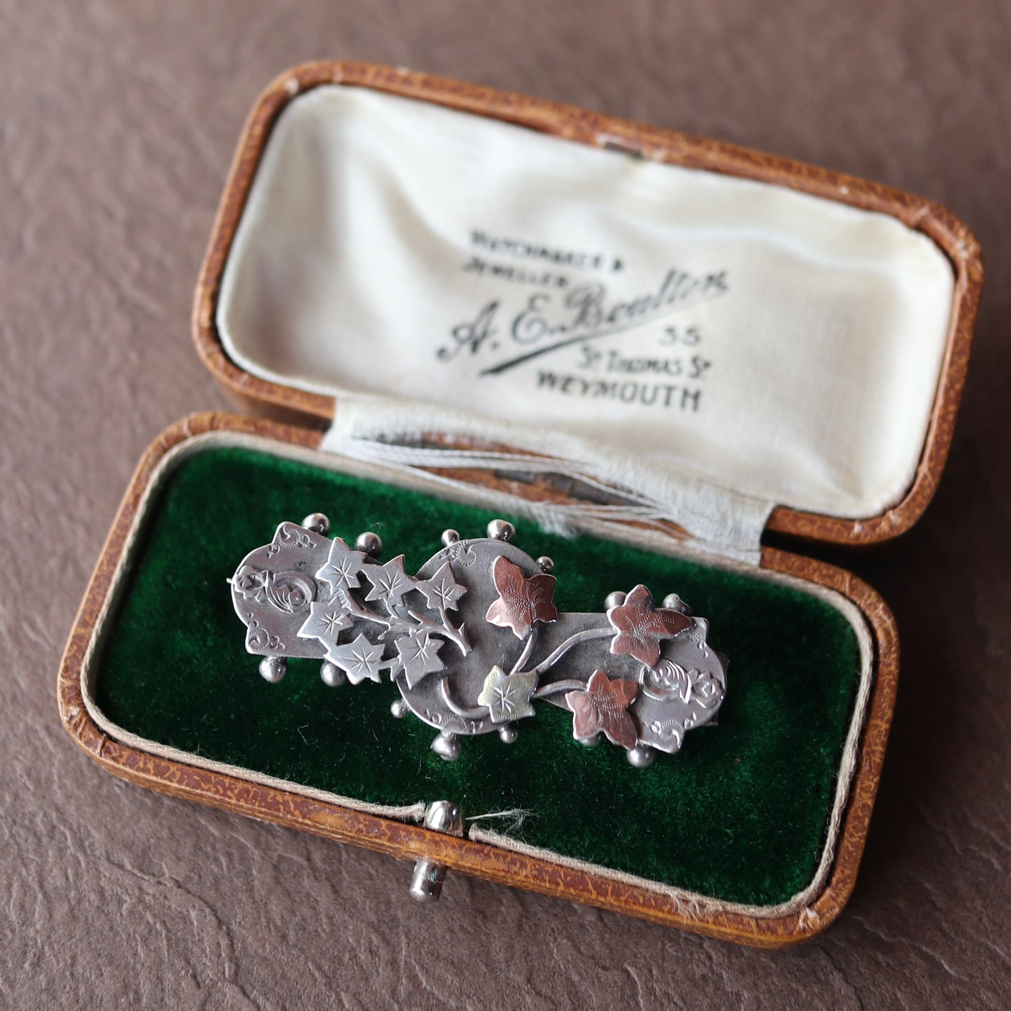 スターリングシルバー アイビー バーブローチ 1901年 バーミンガム