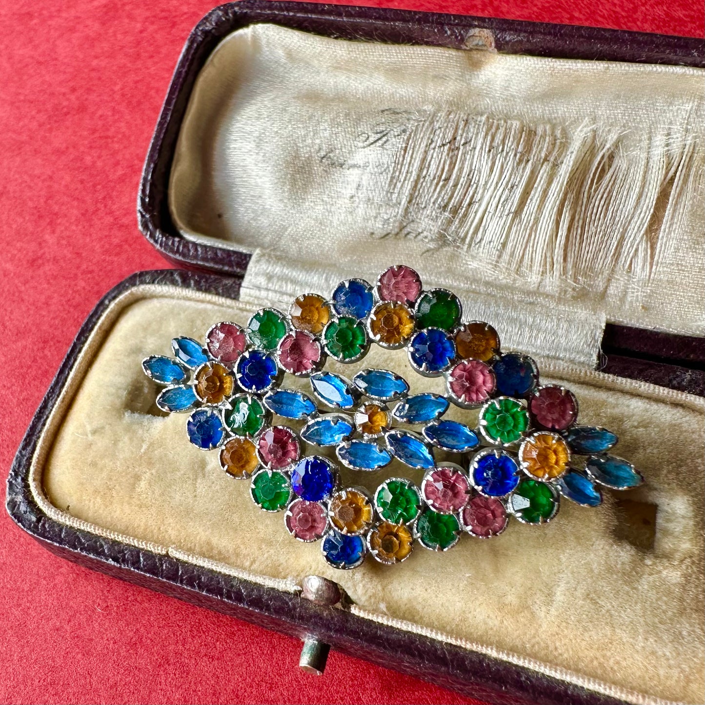 チェコグラス ひし形ブローチ