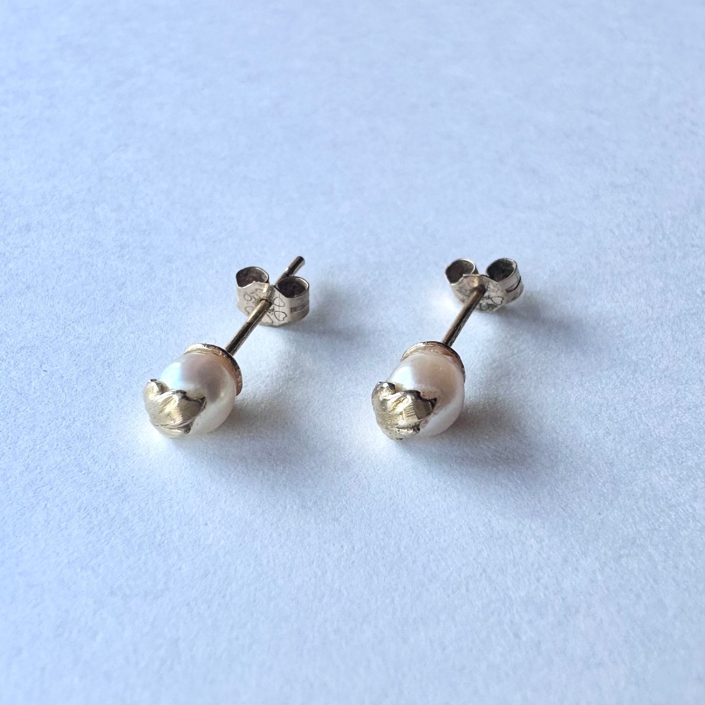 9ctゴールド アコヤパール リーフピアス(鑑別書付)