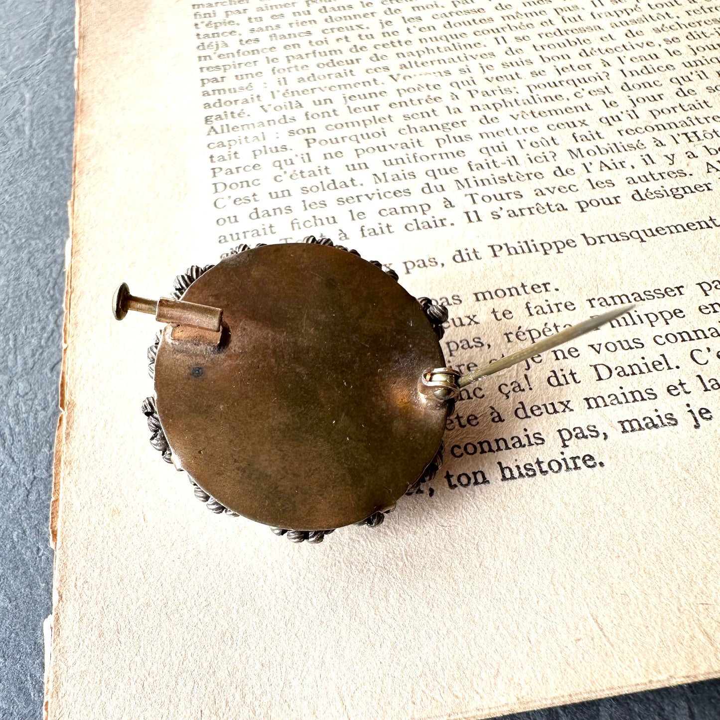 アンティーク グラスパール クラスターブローチ