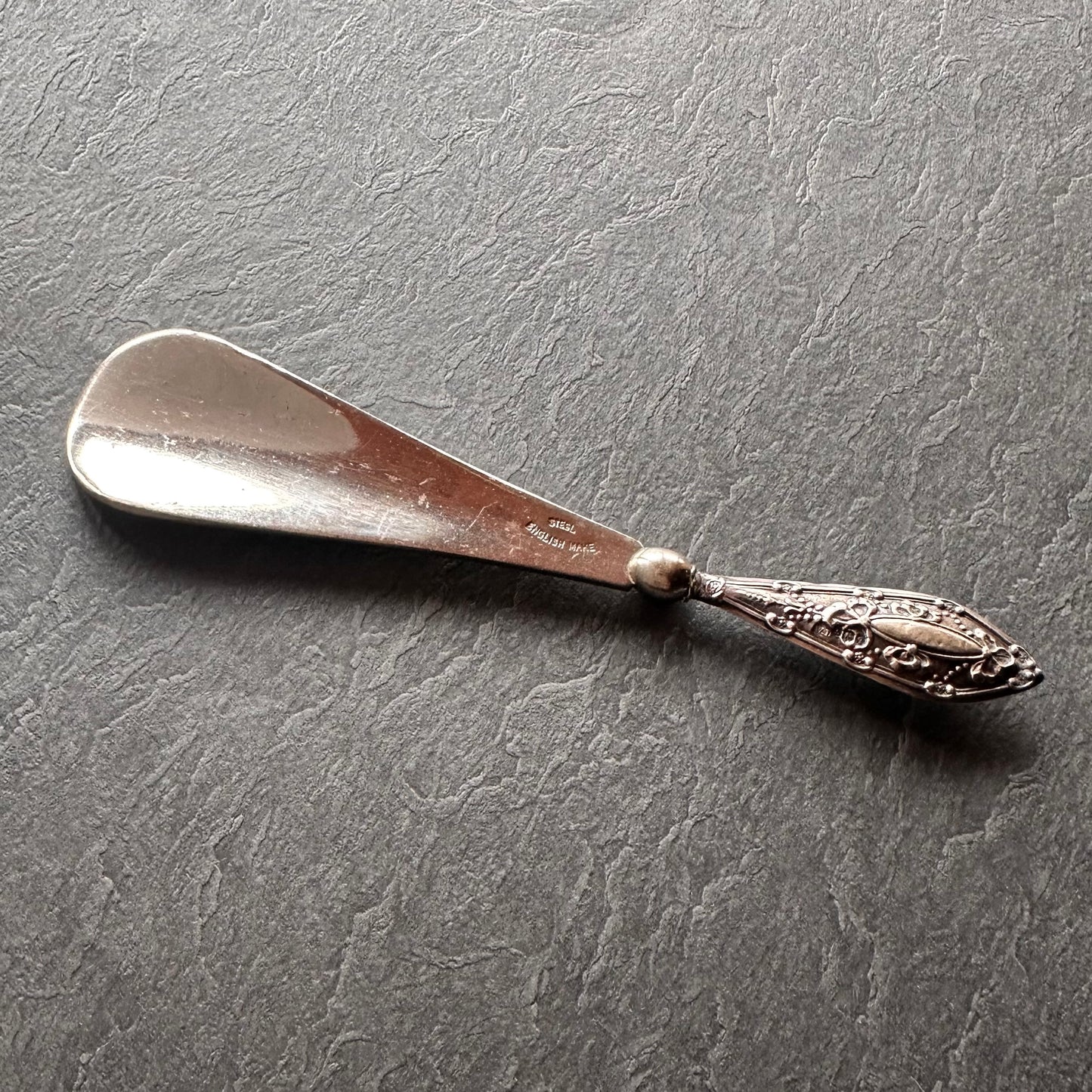 スターリングシルバー＆スチール アンティークシューホーン 1915年 バーミンガム