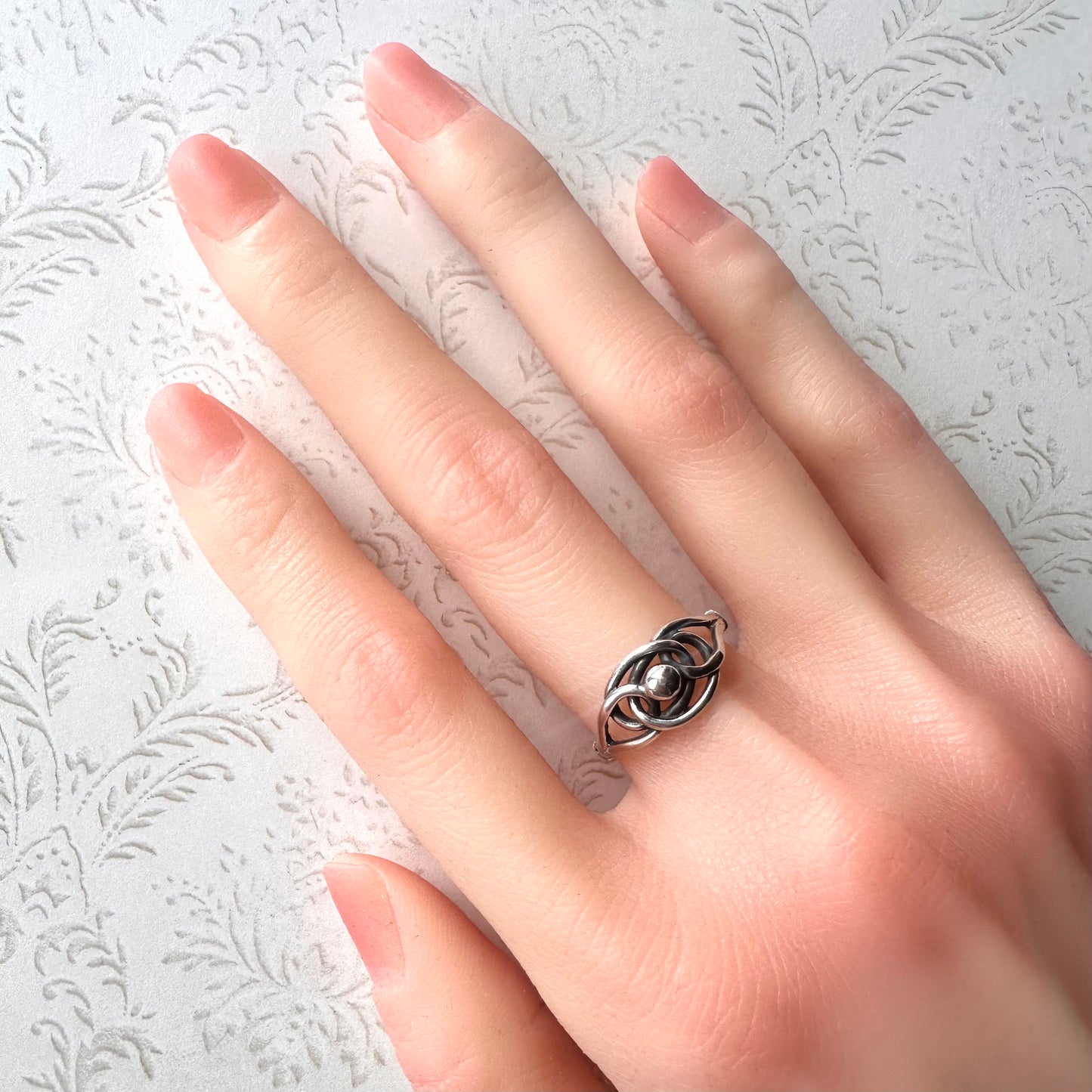 スターリングシルバー ラヴァーズノット ヴィンテージリング 18号
