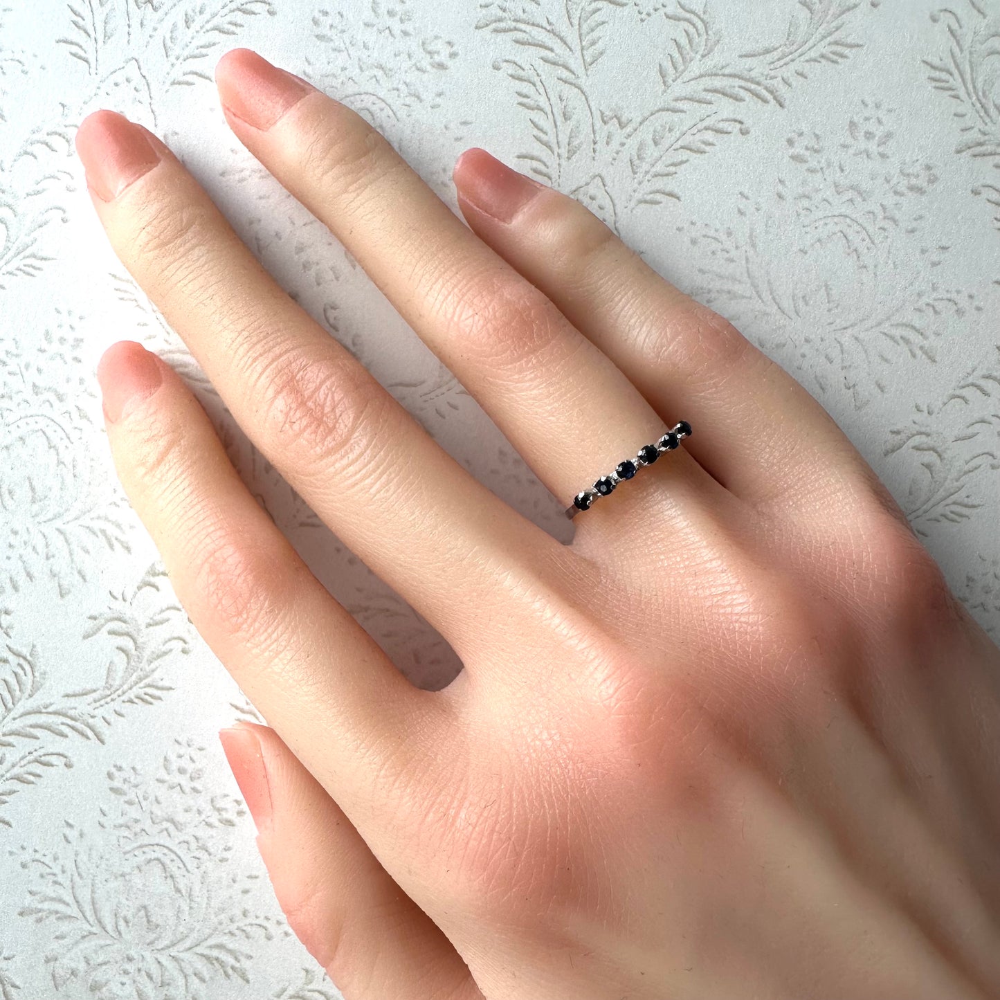 スターリングシルバー＆サファイア リング(鑑別書付) 10号