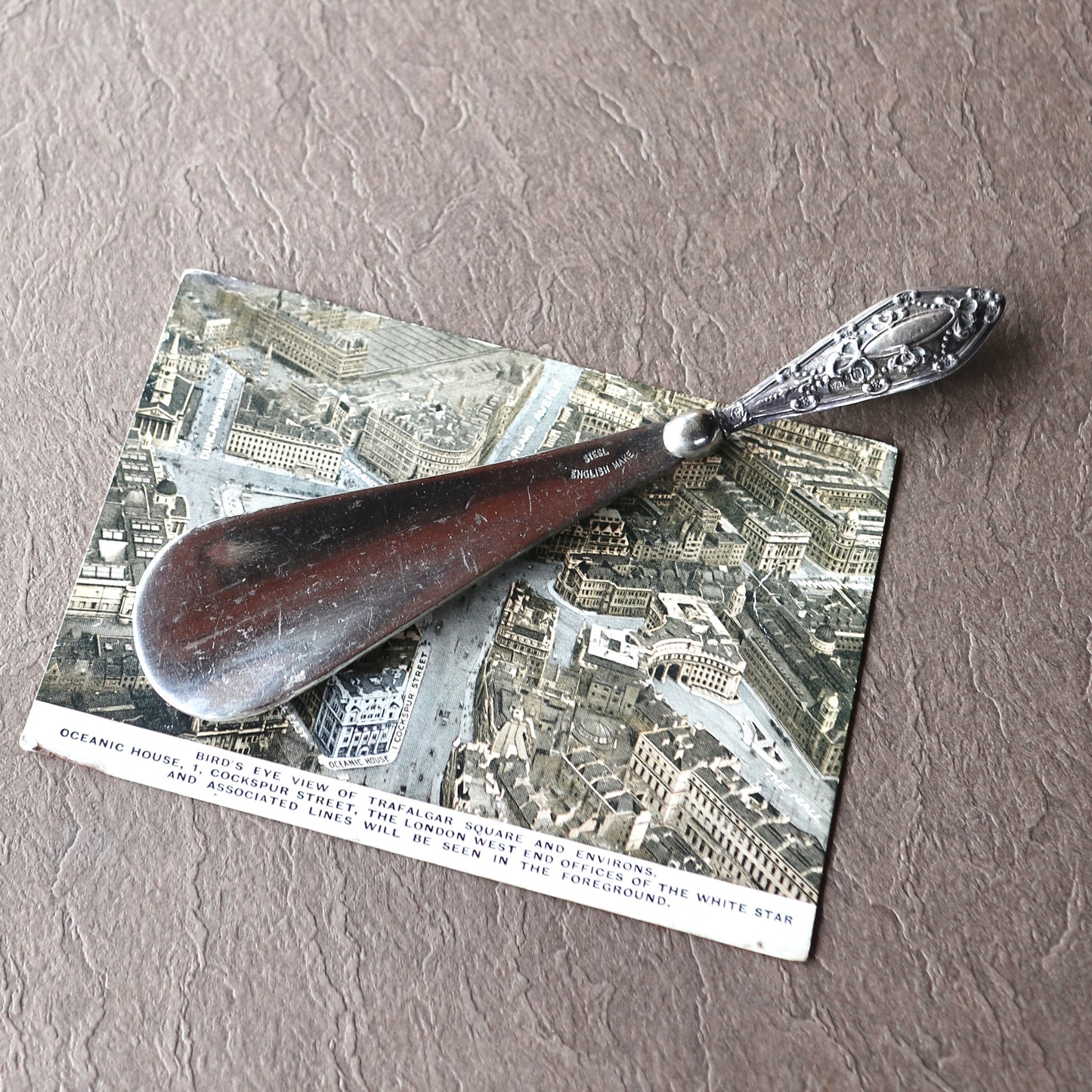 スターリングシルバー＆スチール アンティークシューホーン 1915年 バーミンガム