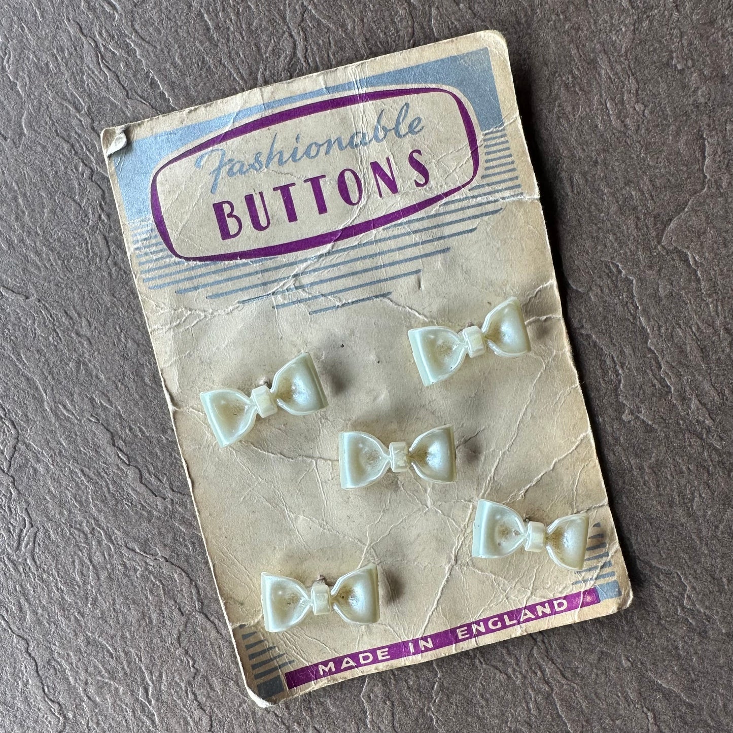 ヴィンテージリボン ボタン(5個セット) MADE IN ENGLAND