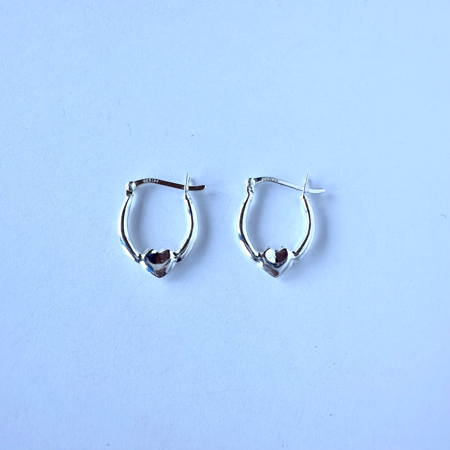 スターリングシルバー ハート フープピアス