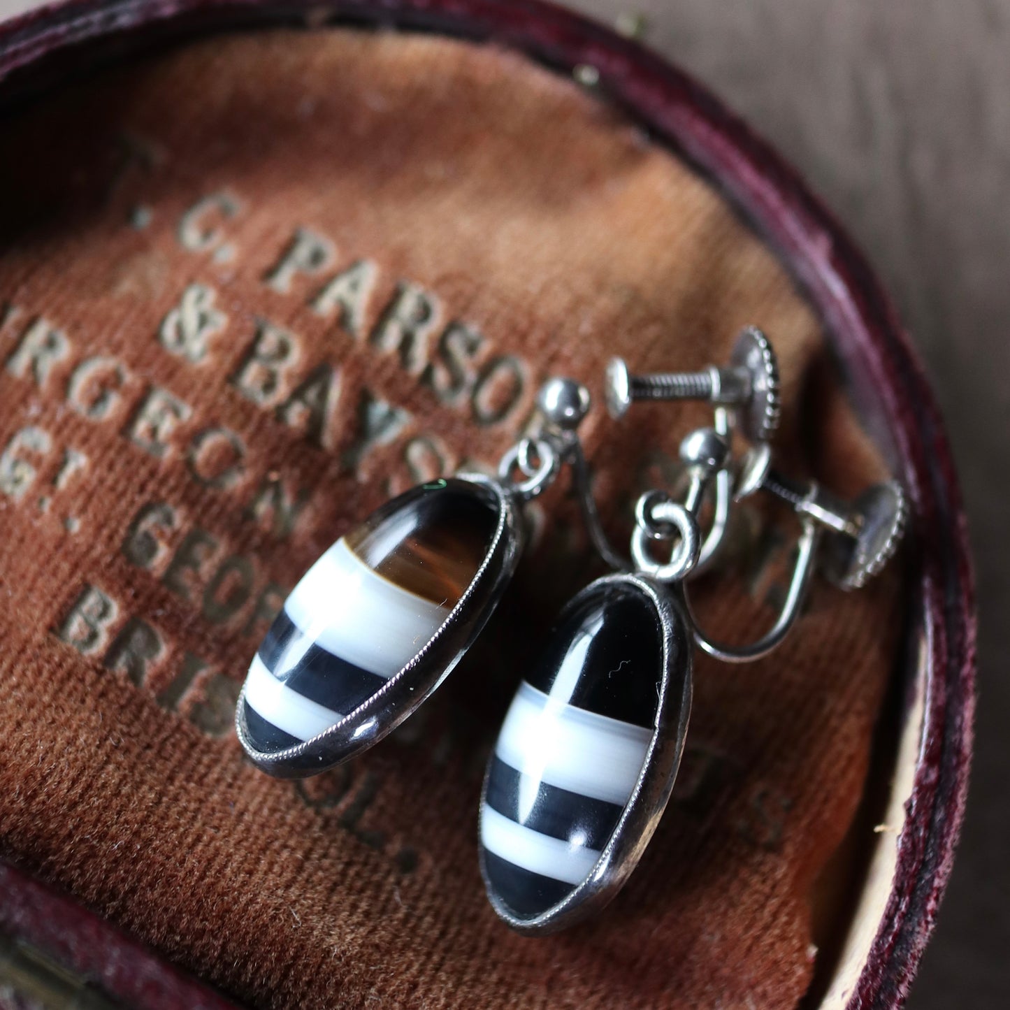 イヤリング バンデッドアゲート イヤリング