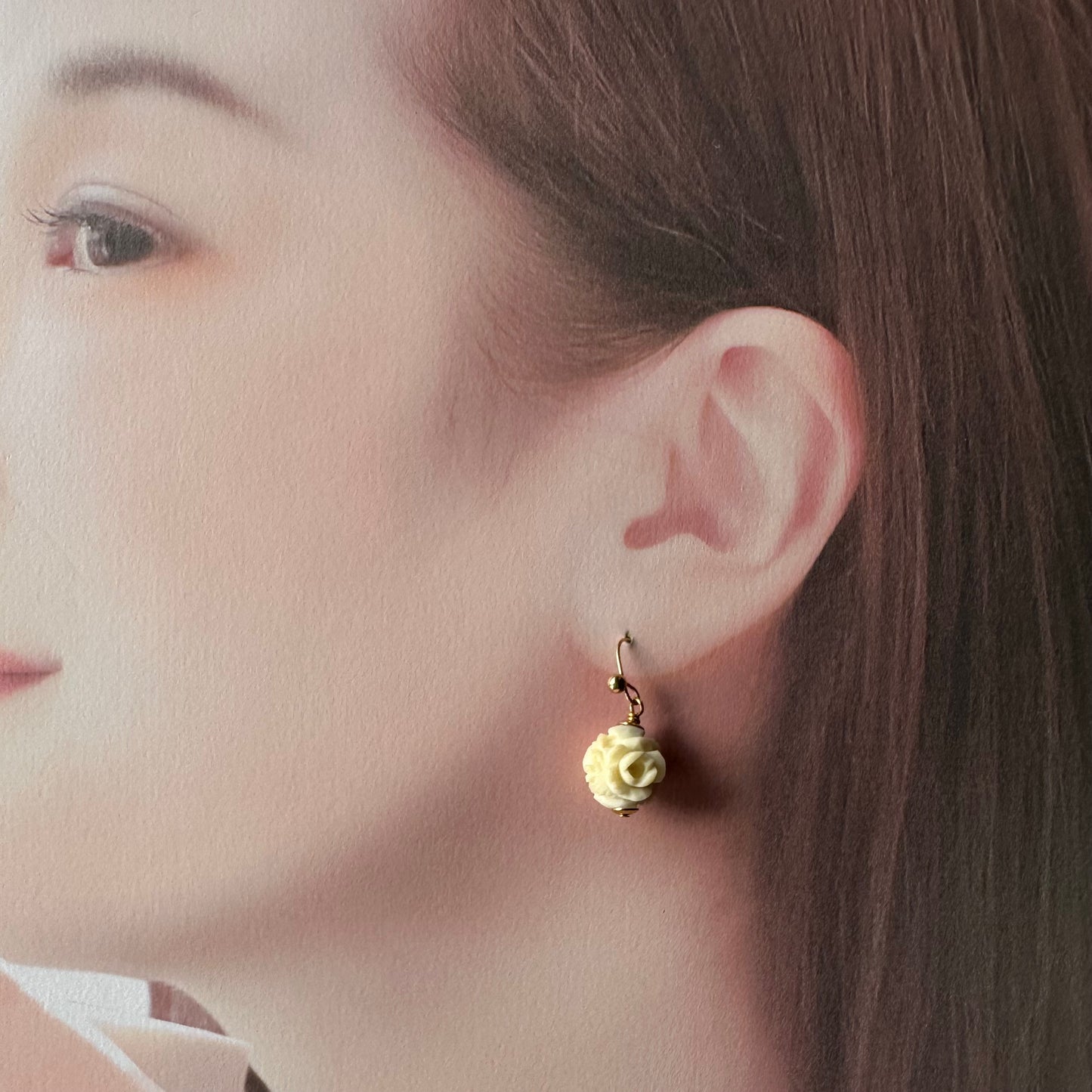 ローズ アンティークパーツ ピアス
