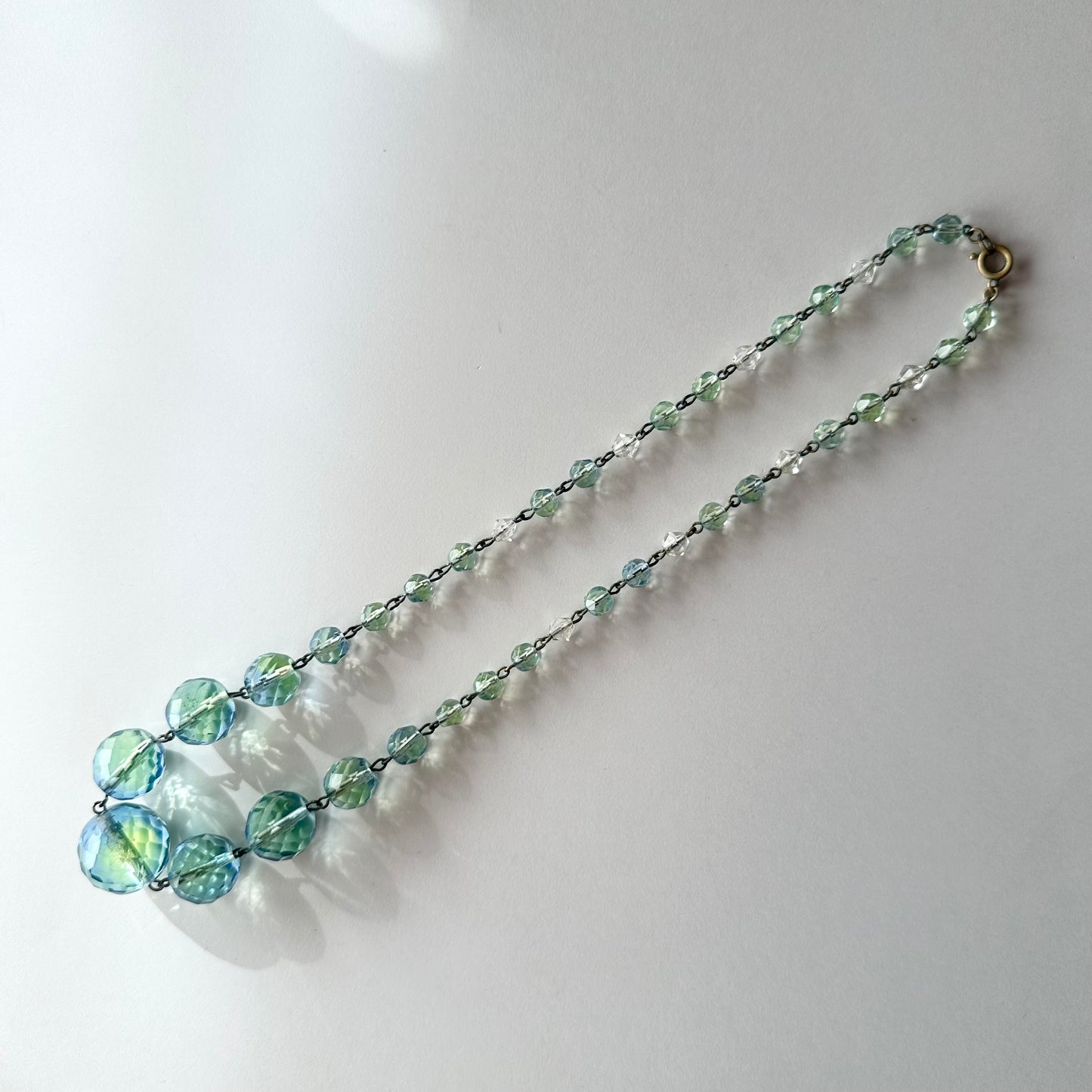 ブルー×グリーン ウラングラス ネックレス