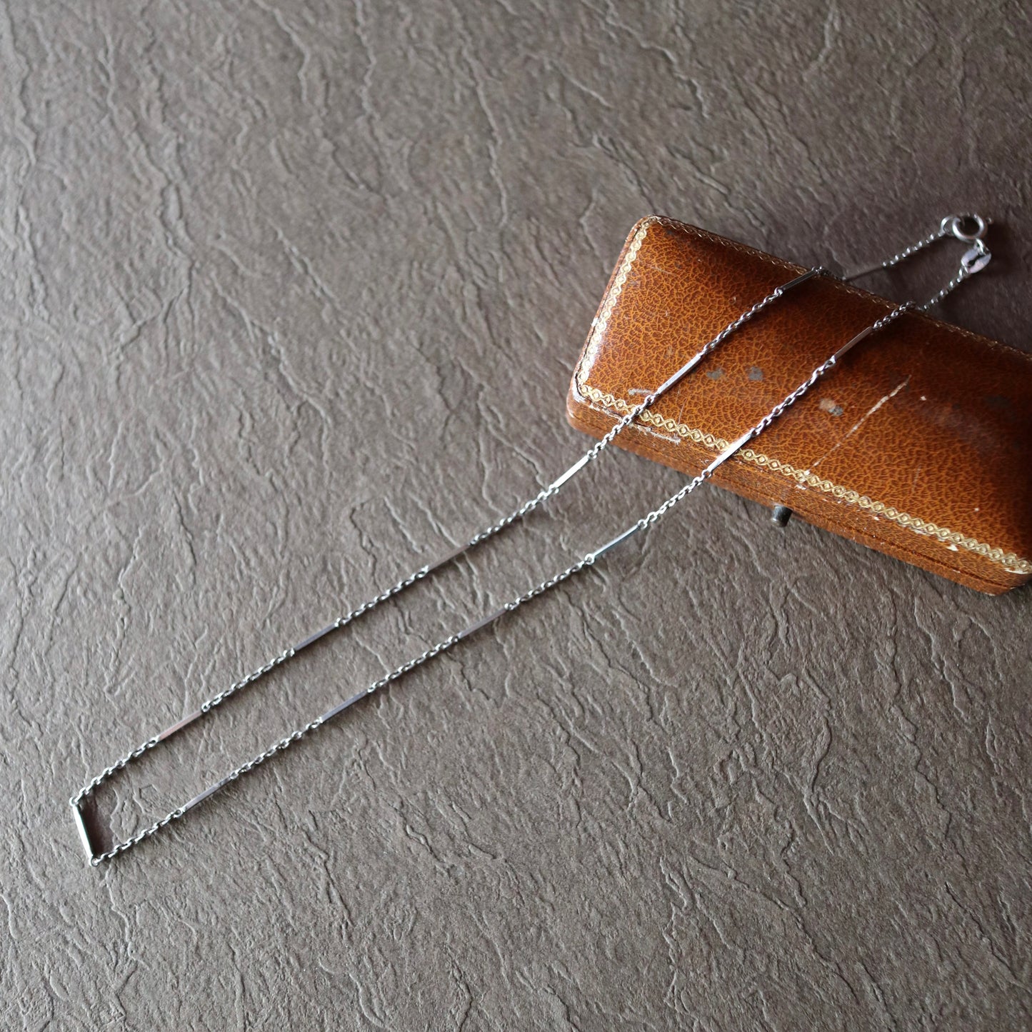 スターリングシルバー チェーン＆バー ネックレス